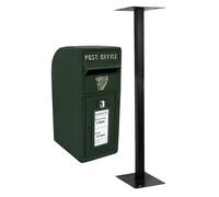 Post Box Irish with Floor Stand ER Cast Iron Wall Mounted Wedding Authentic Pillar Replica Lockable Post Office Letter Box Green