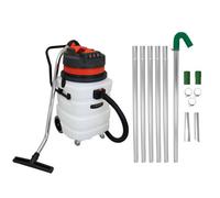 Gutter Cleaning System 90L Wet & Dry Hoover & 24ft Gutter Vacuum Pole Kit Long Reach Drain Pipe Sucker 1.2m - 7.2m 51mm Diameter Aluminium Nozzles 3000W Triple Motor Industrial 1.5m Hose 6.5m Cable