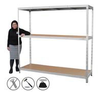 MonsterShop Heavy Duty Garage Shelving Extra Wide Boltless Racking 1200Kg Capacity Galvanised Steel Metal