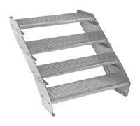 MonsterShop Adjustable 4-Section Galvanised Steel Staircase, 900mm Wide, 4 Steps, Free Fixing Kit
