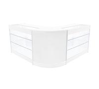 (2 x 1200mm W Counters & 1 x 600mm W Corner Unit - White) Shop Counter Set Helios LED Light Lockable