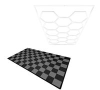 MonsterShop Hexagon Led Light & Vented Garage Floor Tiles With Edges - 60 Black & 60 Grey