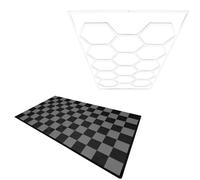 Monstershop Hexagon Led Light & Vented Garage Floor Tiles With Edges - 60 Black & Black
