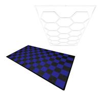 Monstershop Hexagon LED Light & Vented Garage Floor Tiles With Edges - 60 Black & 60 Blue