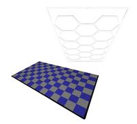 Hexagon LED Light & Vented Garage Floor Tiles With Edges - 60 Grey & 60 Blue Monstershop Green One Size