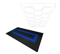 Monstershop Hexagon LED Light & Vented Garage Floor Tiles With Edges - 90 Black & 30 Blue