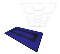 MonsterShop Hexagon Led Light & Vented Garage Floor Tiles With Edges - 90 Blue & 30 Black