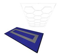 Monstershop Hexagon LED Light & Vented Garage Floor Tiles With Edges - 90 Blue & 30 Grey