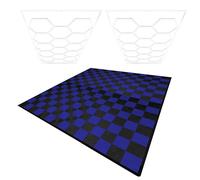 Monstershop Hexagon LED Lights x 2 & Vented Garage Floor Tiles With Edges - 120 Black & 120 Blue