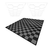 Monstershop Hexagon LED Lights x 2 & Vented Garage Floor Tiles With Edges - 120 Black & 120 Grey