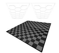 Monstershop Hexagon LED Lights x 2 & Vented Garage Floor Tiles With Edges - 120 in Black Monstershop Black