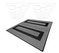 MonsterShop Hexagon Led Lights X 2 & Vented Garage Floor Tiles With Edges - 165 Grey & 60 Black