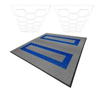 Hexagon LED Lights x 2 & Vented Garage Floor Tiles With Edges - 165 Grey & 60 Blue Monstershop Grey One Size