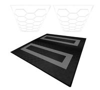 Monstershop Hexagon LED Lights x 2 & Vented Garage Floor Tiles With Edges - 165 Black & 60 Grey