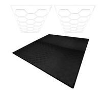 MonsterShop Hexagon Led Lights X 2 & Vented Garage Floor Tiles X 225 With Edges - Black
