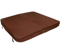Hot Tub Cover Spa Lid 2m x 2m Square Brown Hard Top Weatherproof PVC Leather Foam 25KG/m3 Density Galvanized C-Channel UV Mildew Flame Resistant 4 x Lock Down Straps With Keys 6 Lifting Handles
