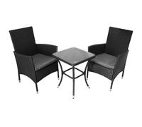 Bistro Set Rattan 3PC Outdoor Garden Chair Table Patio Dining Balcony Black