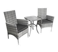 MonsterShop Jardi Rattan Bistro Set Light Grey