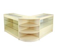 MonsterShop Jupiter Shop Counter Cabinets & Retail Display Glass Showcase Set, Maple, Melamine MDF Maple
