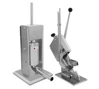 Sausage Stuffer And Clipper Set Vertical Machine - 5L Meat Stuffing Maker Kit With 5 Size Professional Filling Nozzles Steel Clipping Sealing Butchers Commercial FREE 2000 U-Shape Clips Silver