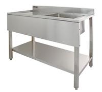 MonsterShop Kukoo Commercial Kitchen Catering Sink, Stainless Steel, Left Hand Drainer, 1.0 Bowl, 120Cm Wide