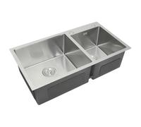 Grade Stainless Steel Double Kitchen Sink Satin Finish Commercial Grade Square