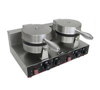 Commercial Electric Waffle Maker Nonstick Round Double Plate Restaurant Catering