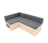 L-Shape Camper Van Sofa Bed & Cushions 1800 x 1200mm Sliding Pull Out Design Under Bench Storage & 2 x Nets Versatile Vehicle Compatibility Birch Wood 8cm Thick Mattress Washable Covers Fixing Kit