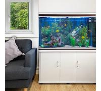 Monster Shop Aquarium Fish Tank and Cabinet With Complete Starter Kit - White Tank and White Gravel, White