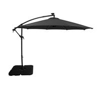 LED Cantilever Parasol 3m Hanging Banana Umbrella & Square Base Garden