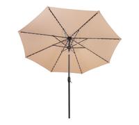 Monster Shop 2.7m LED Tilt Parasol Umbrella Garden Sun Shade Canopy Patio Outdoor UV Protection Winding Crank Adjustable 128 Solar Power Lights Cool White 8 Ribs Waterproof Rain Cover