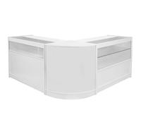 MonsterShop Leo Shop Counter Cabinets & Retail Display Glass Showcase Set, Brilliant White, Melamine MDF Brilliant White
