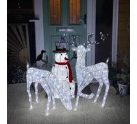 MonsterShop Light Up Reindeer Stag, Doe And Snowman