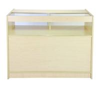 MonsterShop B1200 Shop Counter Retail Glass Showcase Display Cabinet, Maple, 120cm x 90cm x 60cm
