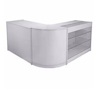 MonsterShop Mars Shop Counters Set & Glass Retail Showcase Cabinet Display, Brilliant White, Melamine MDF Brilliant White