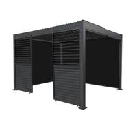 MonsterShop Metal Pergola 3 X 4M Grey 4 Retractable Anthracite Blinds & 2 Panels