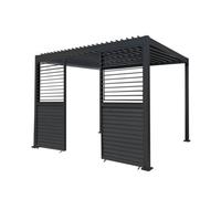 MonsterShop Metal Pergola 3M X 3M Anthracite Grey & 2 Shutter Side Panels