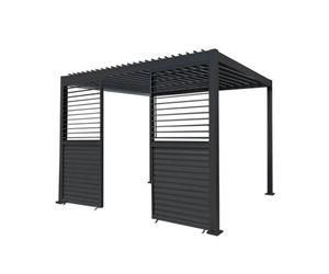 MonsterShop Metal Pergola 3M X 3M Anthracite Grey & 2 Shutter Side Panels