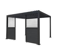 MonsterShop Metal Pergola 3M X 4M Anthracite Grey & 2 Shutter Side Panels