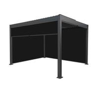 Metal Pergola 3m x 4m Anthracite Grey With 4 Retractable Anthracite Mesh Blinds Tilting Canopy Roof Aluminium Outdoor Garden Gazebo Sun Shelter Drainage Weather Resistant Tools & Ground Bolts Included