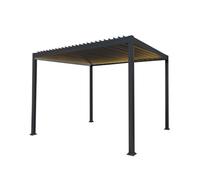 MonsterShop Metal Pergola W/ Led Lights 3M X 4M Anthracite Grey Adjustable Canopy