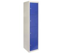 MonsterShop Metal Storage Lockers - Four Doors, Flatpacked, Blue