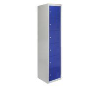 6-Door Metal Lockers 45cm Deep Steel Gym Storage Lockable Blue Flatpack School