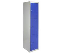 Monstershop Metal Storage Lockers - Three Doors, Flatpacked, Blue