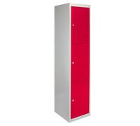 Monstershop Metal Storage Lockers - Three Doors, Flatpacked, Red
