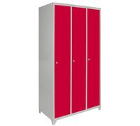 MonsterShop 3-Door Wide Metal Locker - 900 x 500 x 1800 mm - Red - Flat-packed
