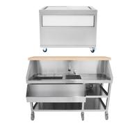 Monstershop Mobile Cocktail Bar Station & Ice Cart - 1000Mm In Silver Silver