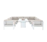 Jardi Modular Garden Furniture Set With Fire Pit - White