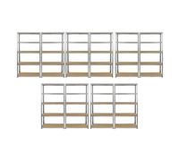 10x Heavy Duty Galvanised Steel 5 Tier MDF Shelving Racking Storage Bay