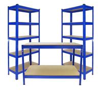 Monster Racking 2 X T-rax 75Cm Blue & Metal Storage Workbench, Blue